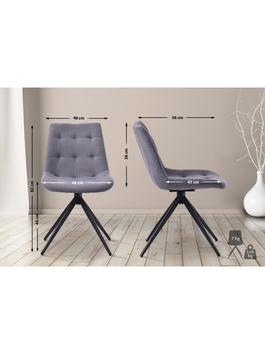 Lot de 2 chaises de salle à manger Merna tissu, gris foncé Lot de 2 chaises de salle à manger Merna tissu, gris foncé