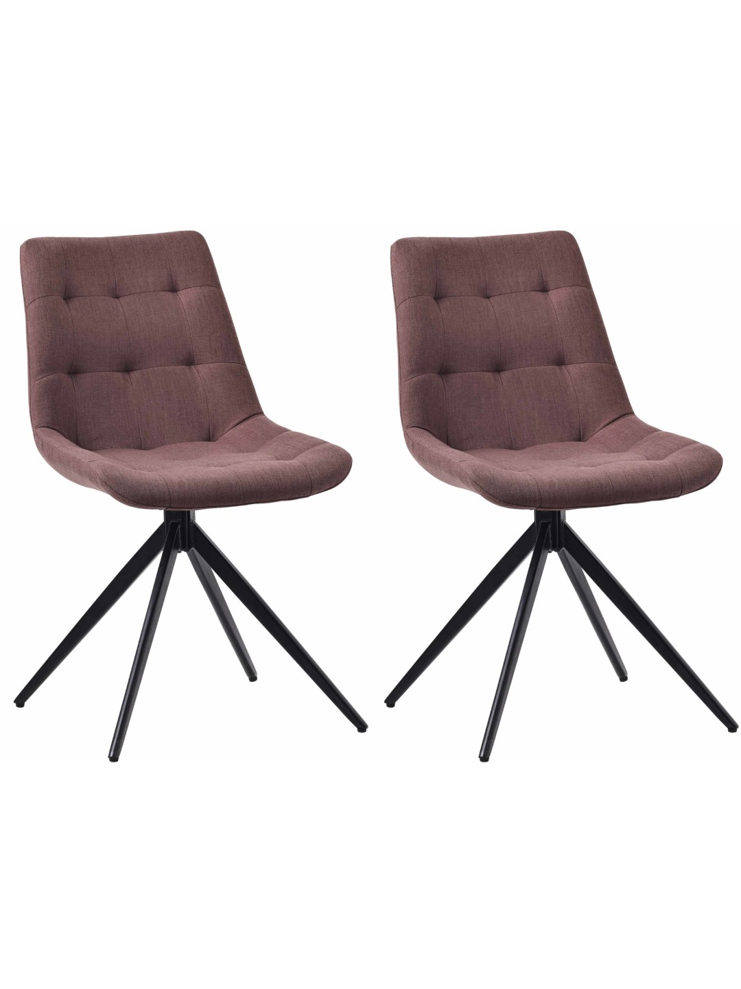 Lot de 2 chaises de salle à manger Merna tissu, brun