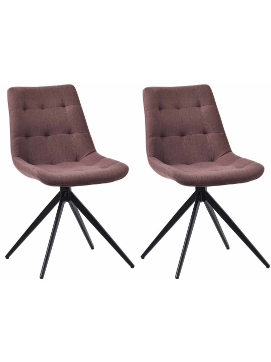 Lot de 2 chaises de salle à manger Merna tissu, brun