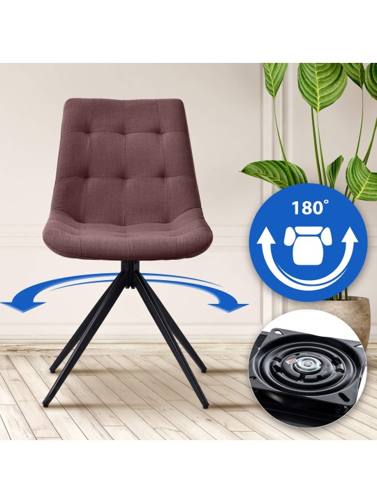 Lot de 2 chaises de salle à manger Merna tissu, brun