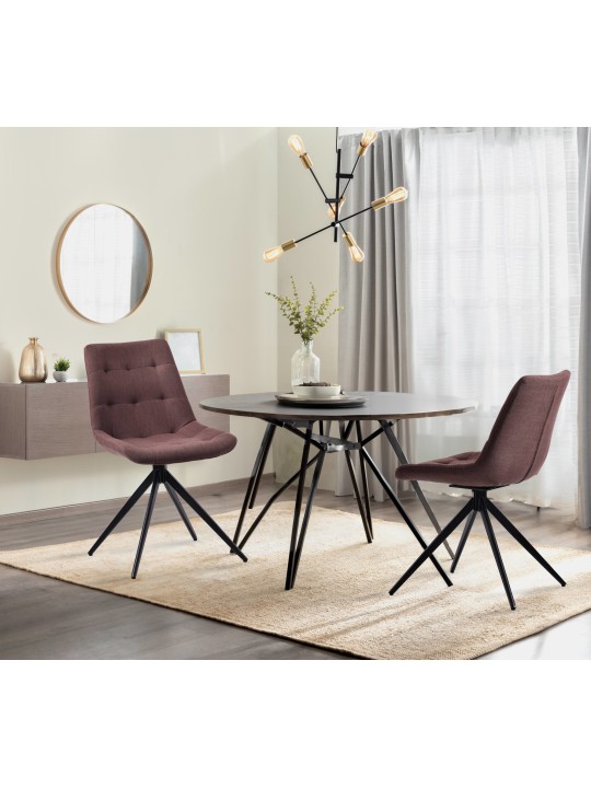 Lot de 2 chaises de salle à manger Merna tissu, brun