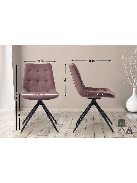 Lot de 2 chaises de salle à manger Merna tissu, brun