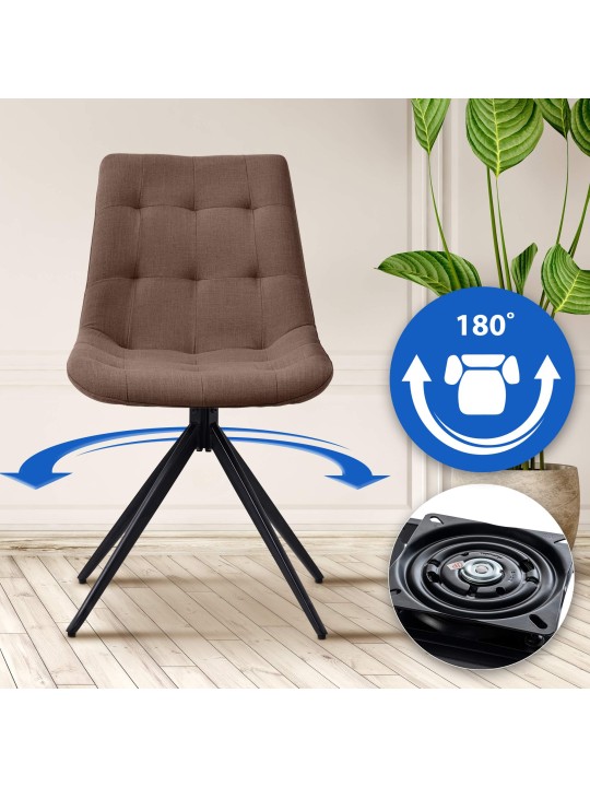 Lot de 2 chaises de salle à manger Merna tissu, taupe