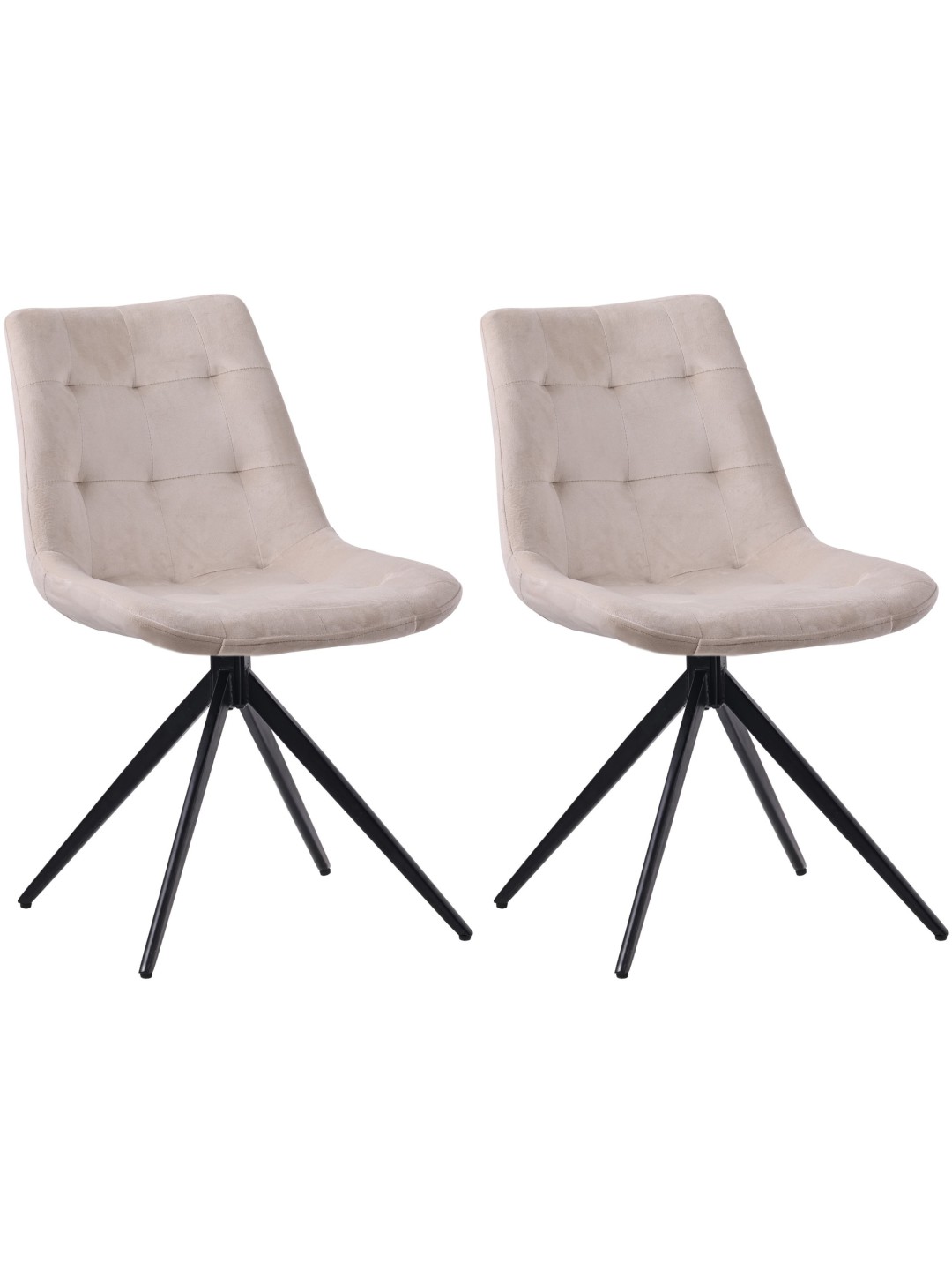 Lot de 2 chaises de salle à manger Merna velours, crème