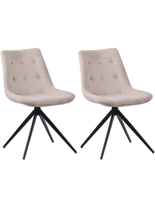 Lot de 2 chaises de salle à manger Merna velours, crème Lot de 2 chaises de salle à manger Merna velours, crème