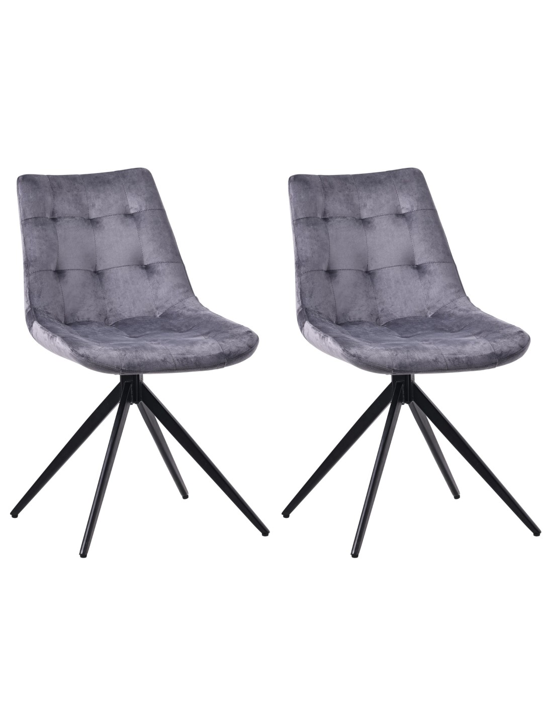 Lot de 2 chaises de salle à manger Merna velours, gris foncé