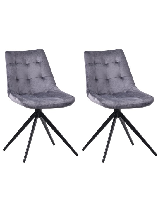 Lot de 2 chaises de salle à manger Merna velours, gris foncé