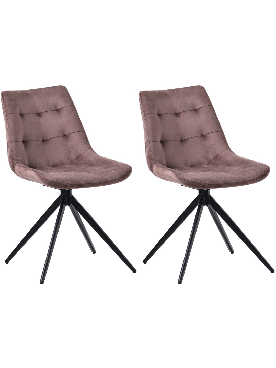 Lot de 2 chaises de salle à manger Merna velours, brun