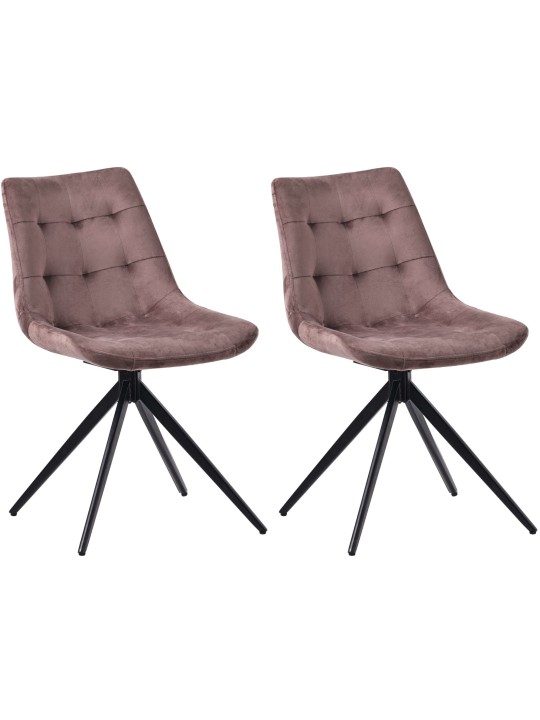 Lot de 2 chaises de salle à manger Merna velours, brun Lot de 2 chaises de salle à manger Merna velours, brun