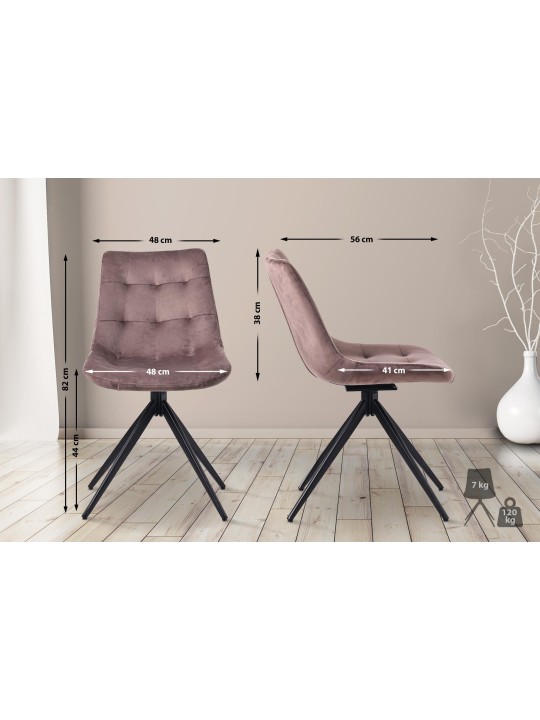 Lot de 2 chaises de salle à manger Merna velours, brun Lot de 2 chaises de salle à manger Merna velours, brun