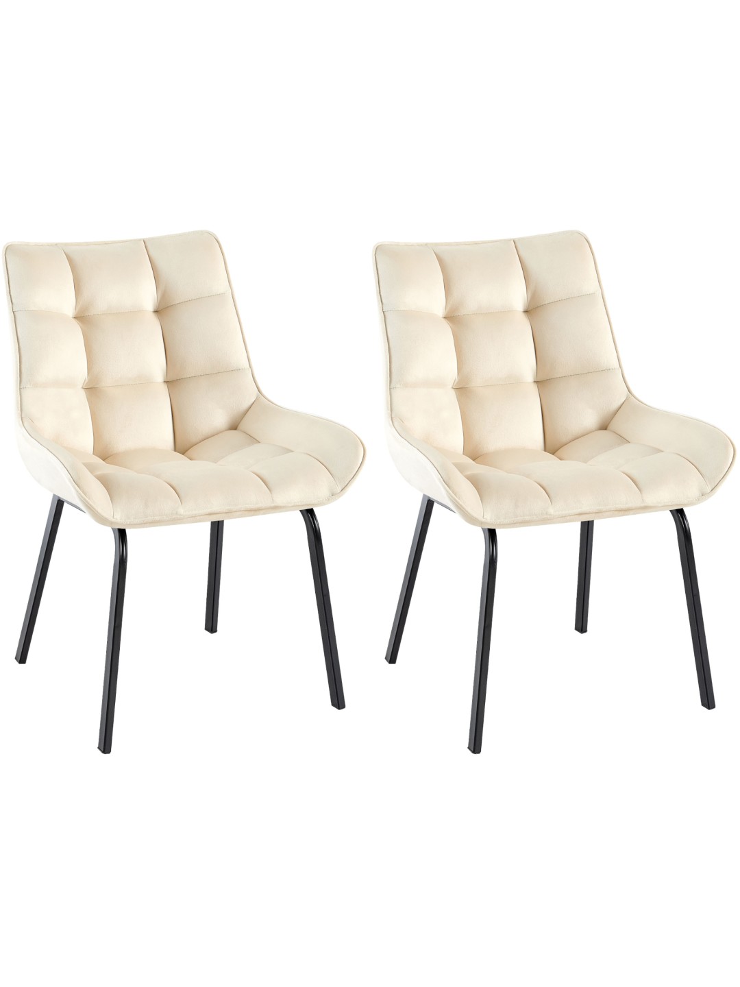 Lot de 2 chaises Saranda velours, crème