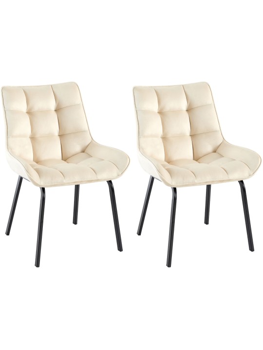 Lot de 2 chaises Saranda velours, crème