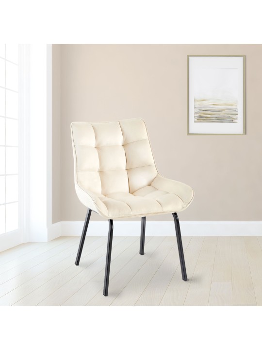 Lot de 2 chaises Saranda velours, crème