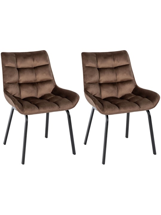 Lot de 2 chaises Saranda velours, brun