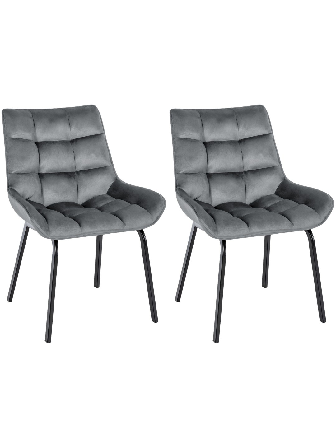 Lot de 2 chaises Saranda velours, gris foncé