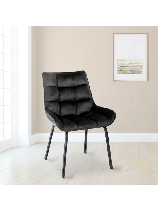 Lot de 2 chaises Saranda velours, noir Lot de 2 chaises Saranda velours, noir