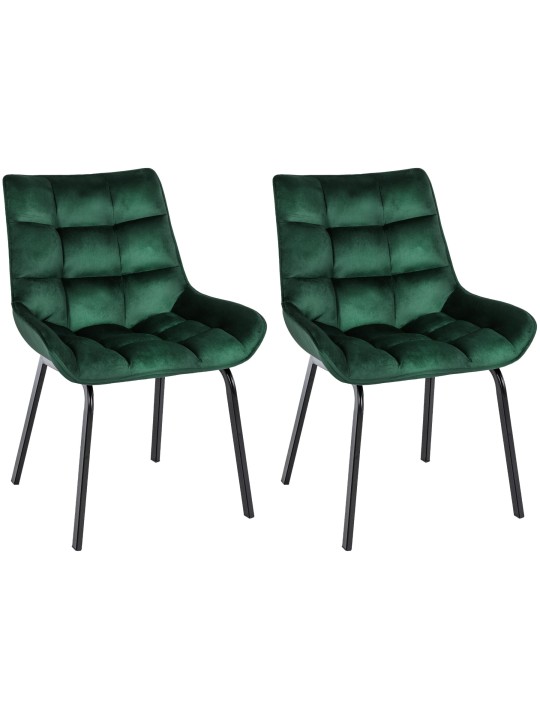 Lot de 2 chaises Saranda velours, vert