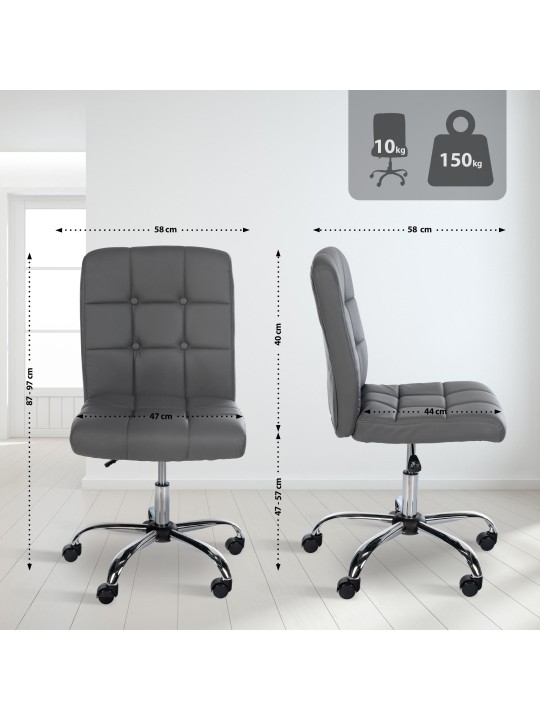 Tabouret de travail Trenton simili cuir, gris Tabouret de travail Trenton simili cuir, gris