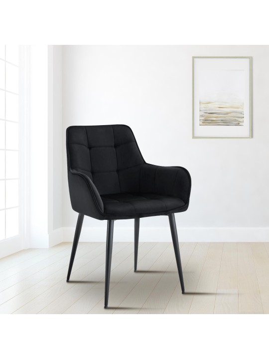 Ensemble de 2 chaises de salle à manger en velours Ferndale, noir