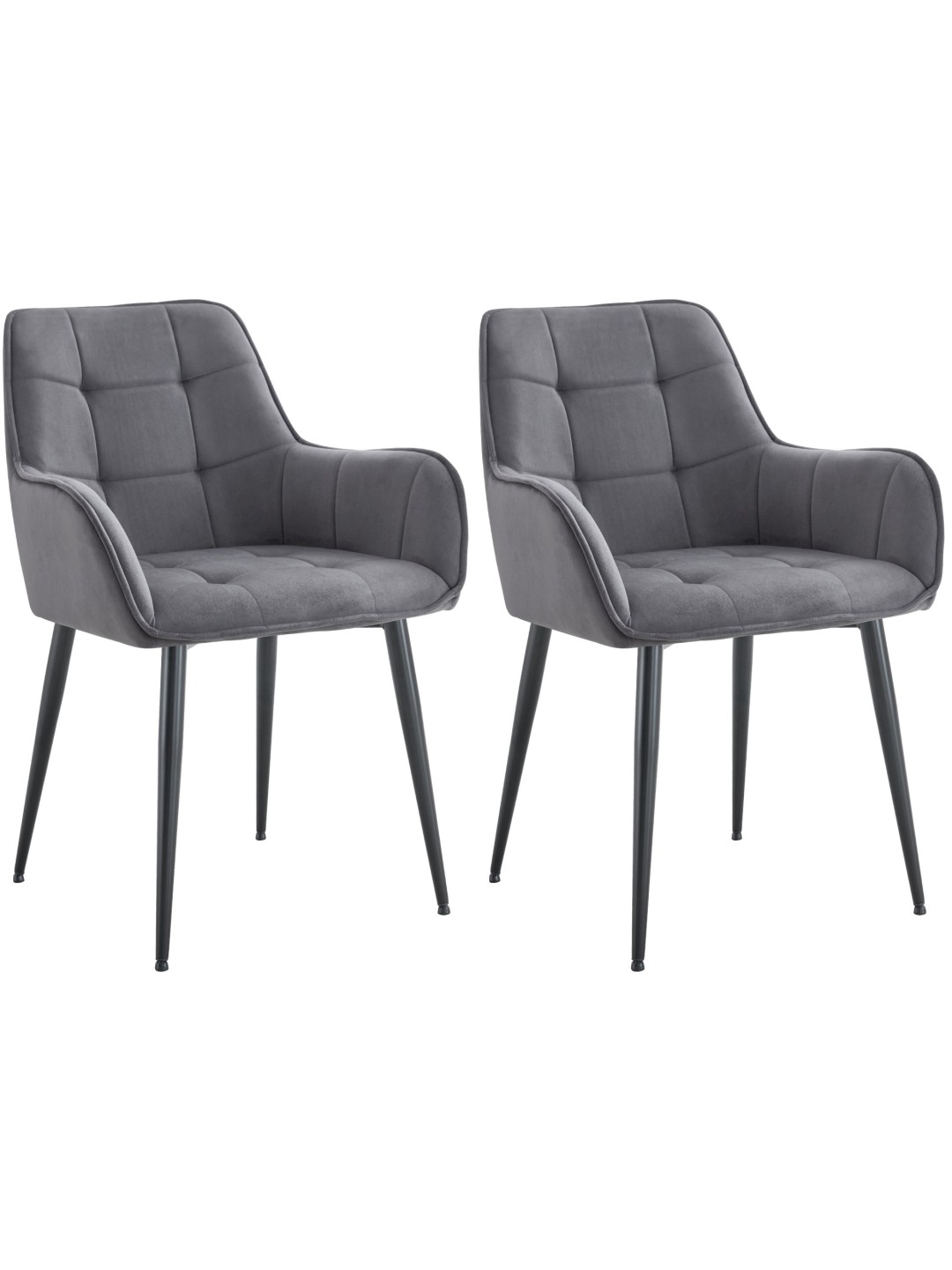 Ensemble de 2 chaises de salle à manger en velours Ferndale, gris foncé