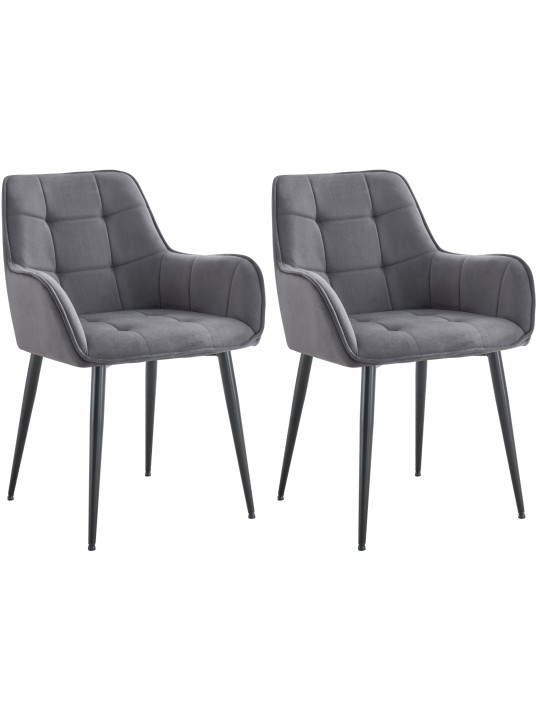 Ensemble de 2 chaises de salle à manger en velours Ferndale, gris foncé