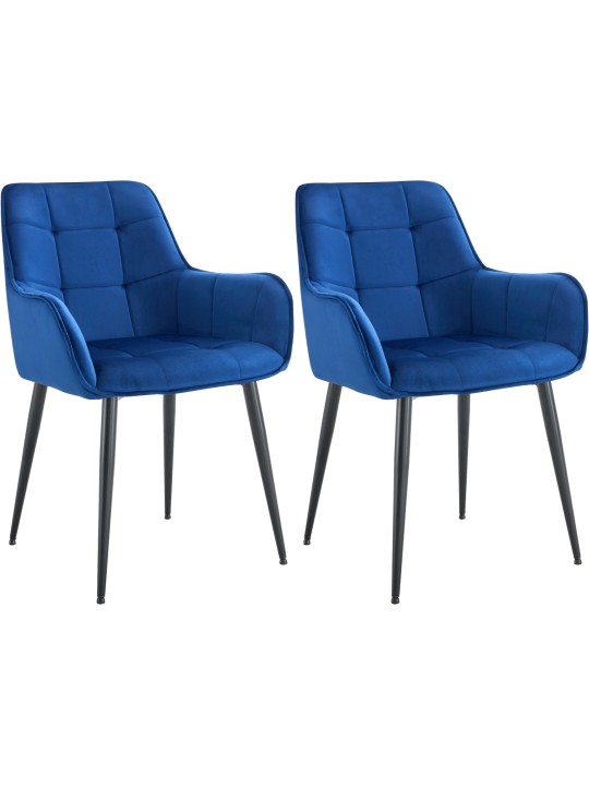 Ensemble de 2 chaises de salle à manger en velours Ferndale, bleu foncé