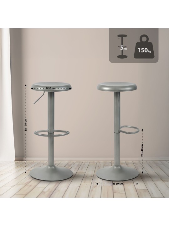 Tabouret de bar Williston, argent