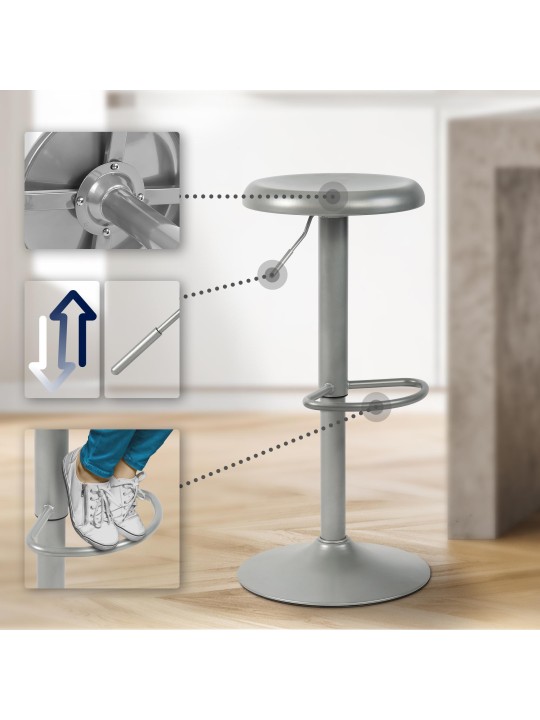 Tabouret de bar Williston, argent