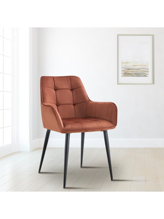 Ensemble de 2 chaises de salle à manger en velours Ferndale, brun