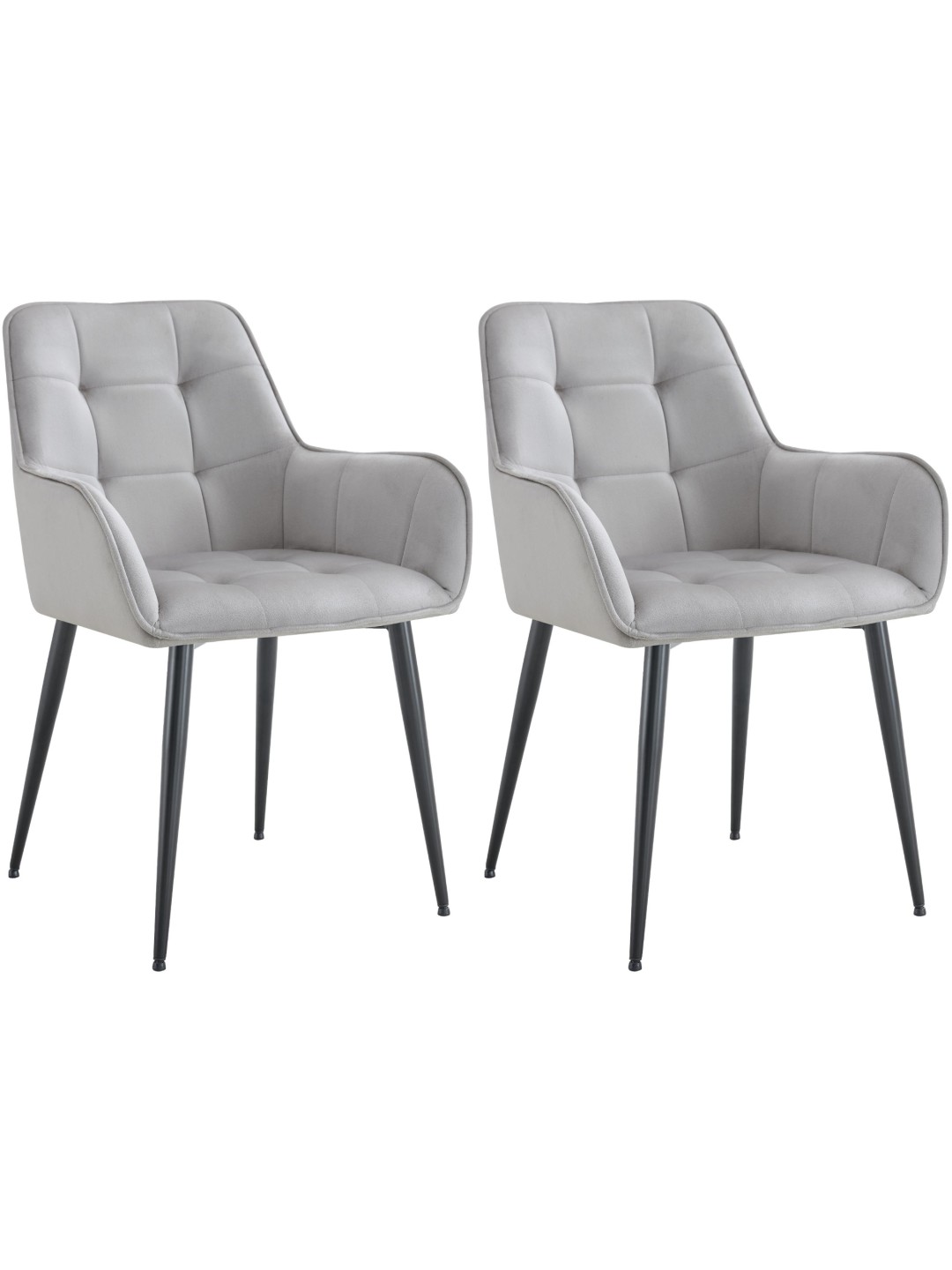 Ensemble de 2 chaises de salle à manger en velours Ferndale, gris clair