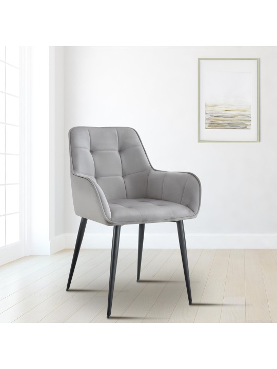 Ensemble de 2 chaises de salle à manger en velours Ferndale, gris clair