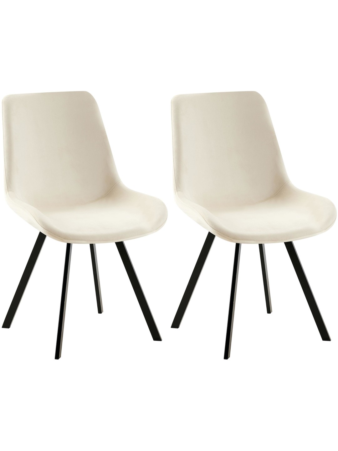 Lot de 2 chaises de salle à manger Lewes velours, crème