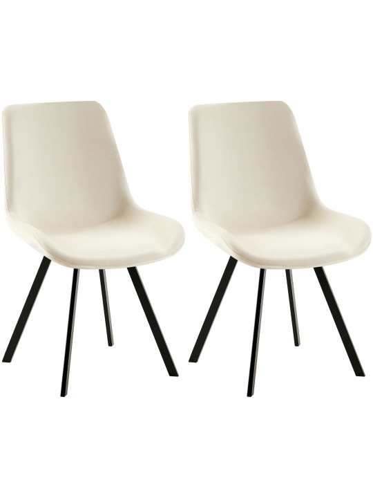 Lot de 2 chaises de salle à manger Lewes velours, crème