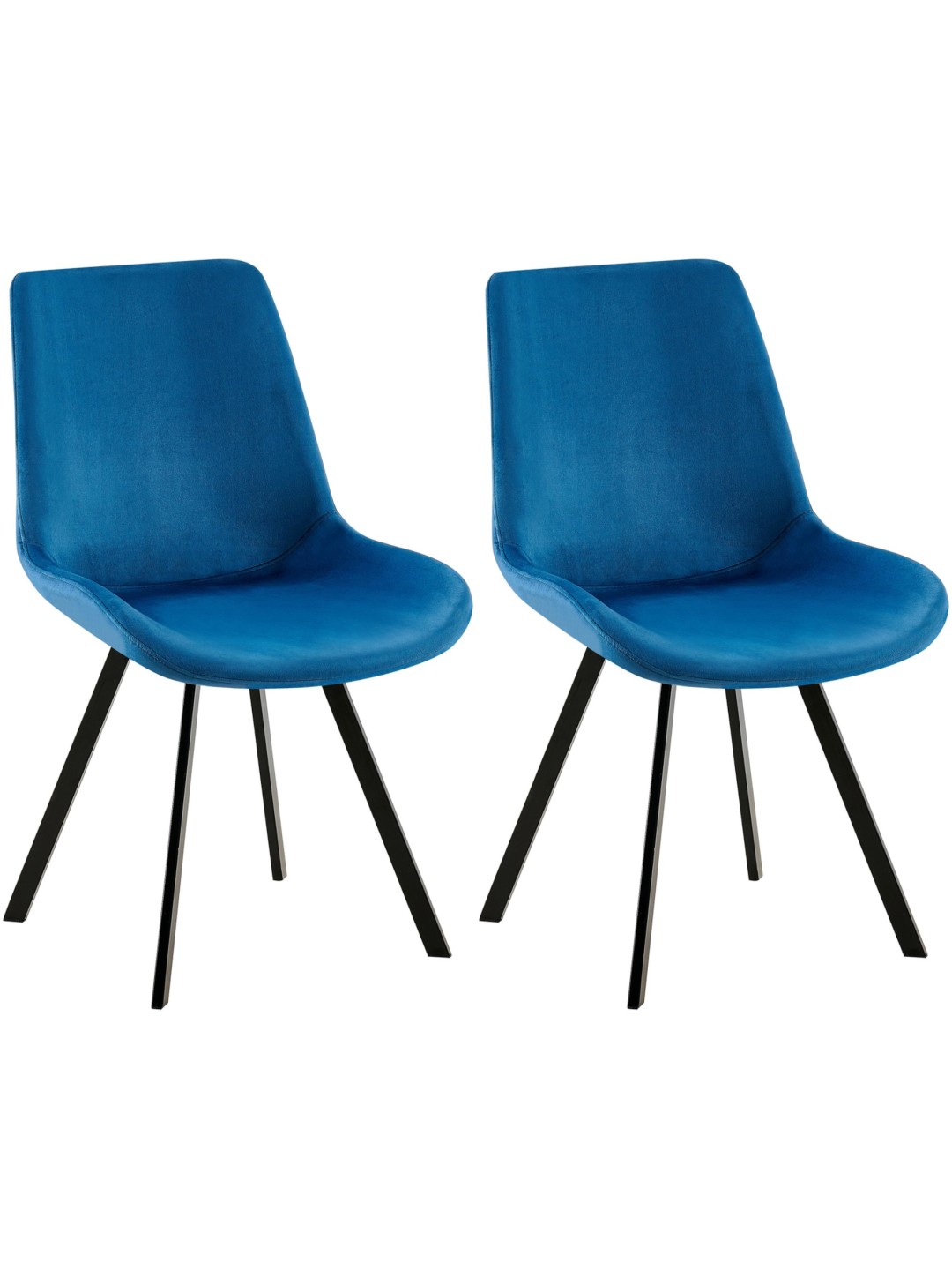 Lot de 2 chaises de salle à manger Lewes velours, bleu foncé