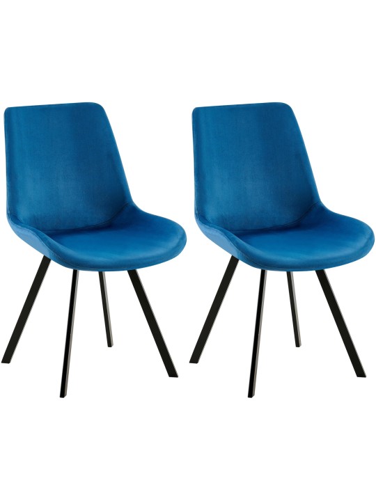 Lot de 2 chaises de salle à manger Lewes velours, bleu foncé