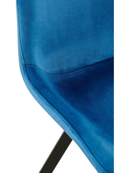 Lot de 2 chaises de salle à manger Lewes velours, bleu foncé