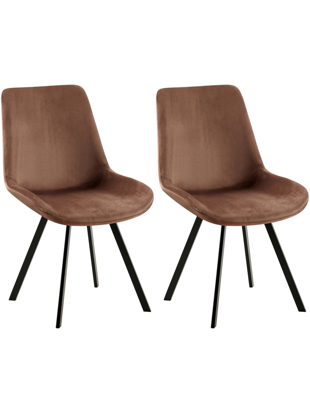Lot de 2 chaises de salle à manger Lewes velours, brun