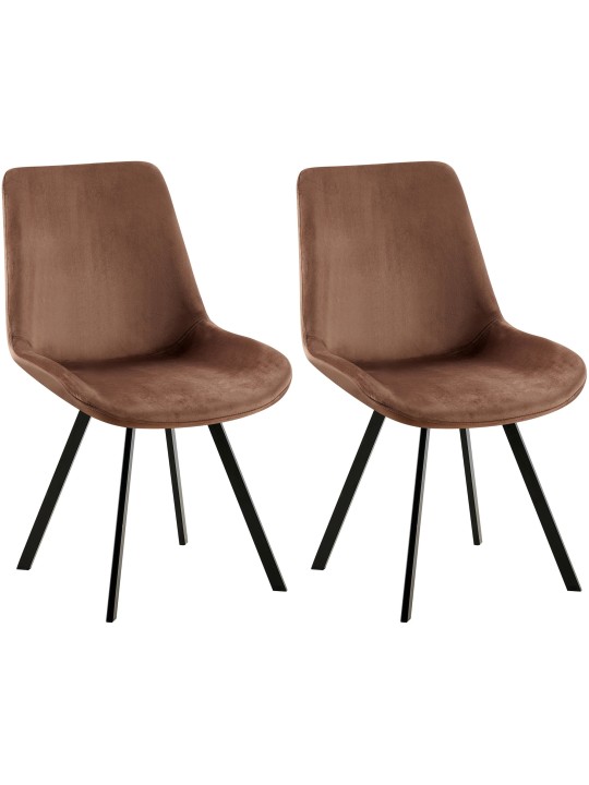 Lot de 2 chaises de salle à manger Lewes velours, brun Lot de 2 chaises de salle à manger Lewes velours, brun