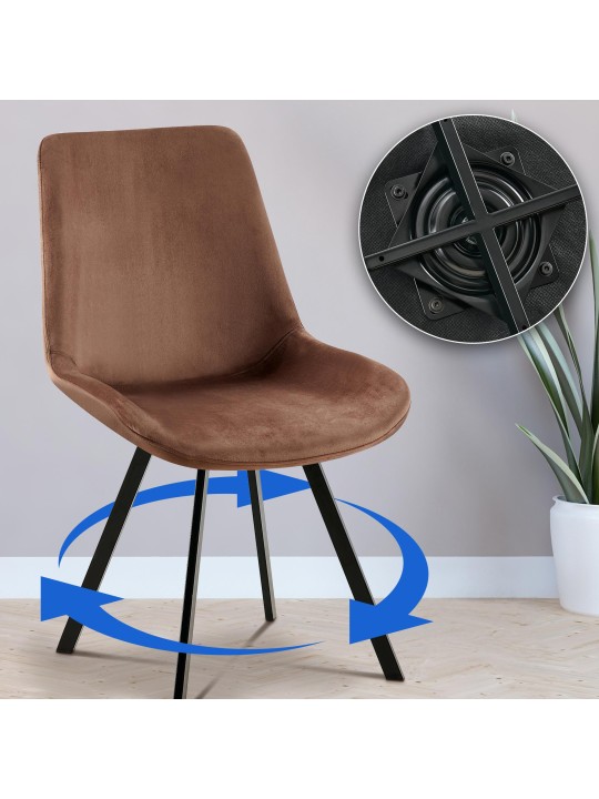 Lot de 2 chaises de salle à manger Lewes velours, brun Lot de 2 chaises de salle à manger Lewes velours, brun