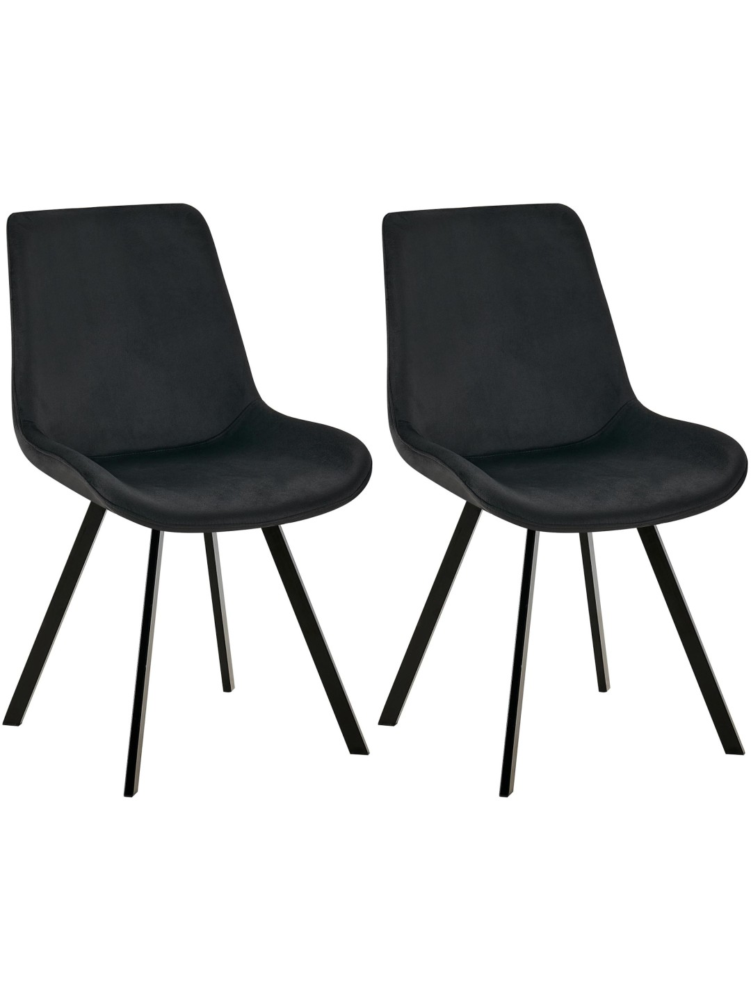 Lot de 2 chaises de salle à manger Lewes velours, noir