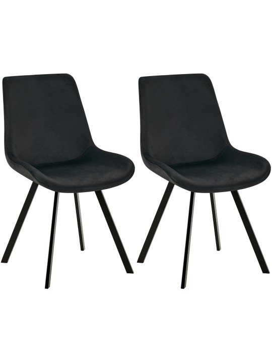 Lot de 2 chaises de salle à manger Lewes velours, noir