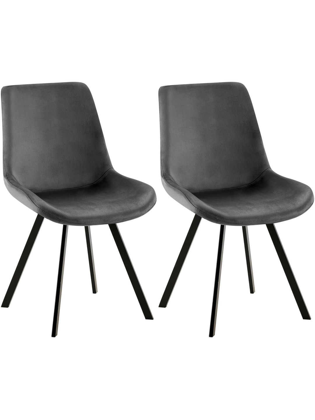 Lot de 2 chaises de salle à manger Lewes velours, gris foncé