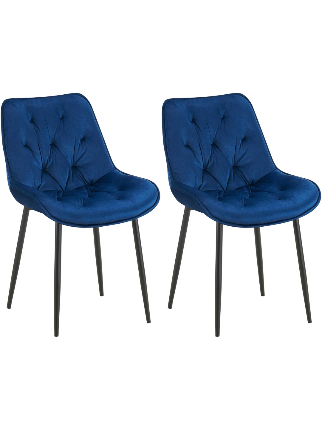 Lot de 2 chaises de salle à manger Wallace velours, bleu