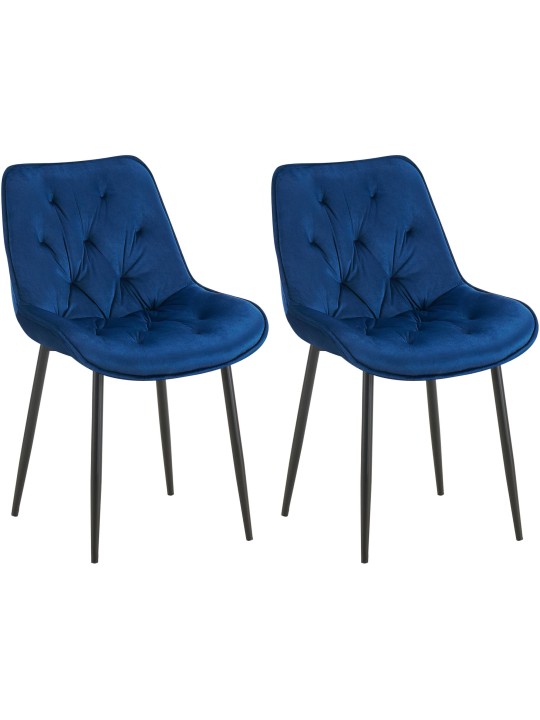 Lot de 2 chaises de salle à manger Wallace velours, bleu Lot de 2 chaises de salle à manger Wallace velours, bleu