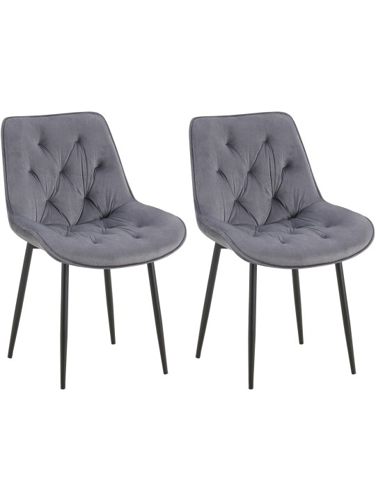 Lot de 2 chaises de salle à manger Wallace velours, gris foncé Lot de 2 chaises de salle à manger Wallace velours, gris foncé