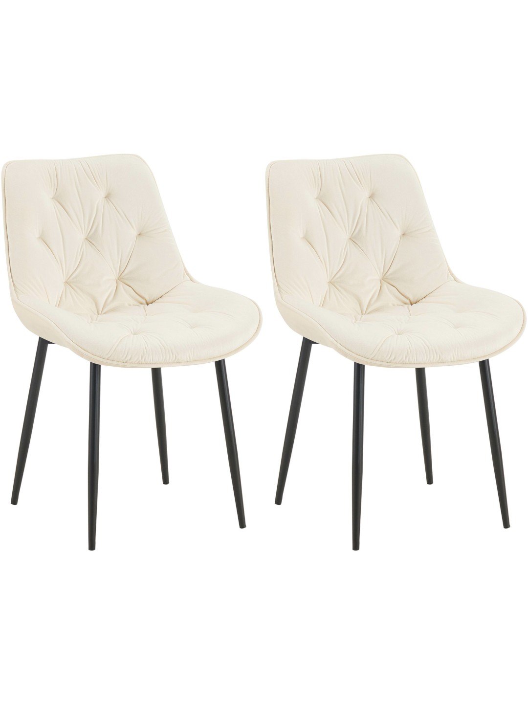 Lot de 2 chaises de salle à manger Wallace velours, crème