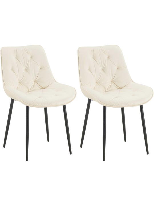 Lot de 2 chaises de salle à manger Wallace velours, crème Lot de 2 chaises de salle à manger Wallace velours, crème