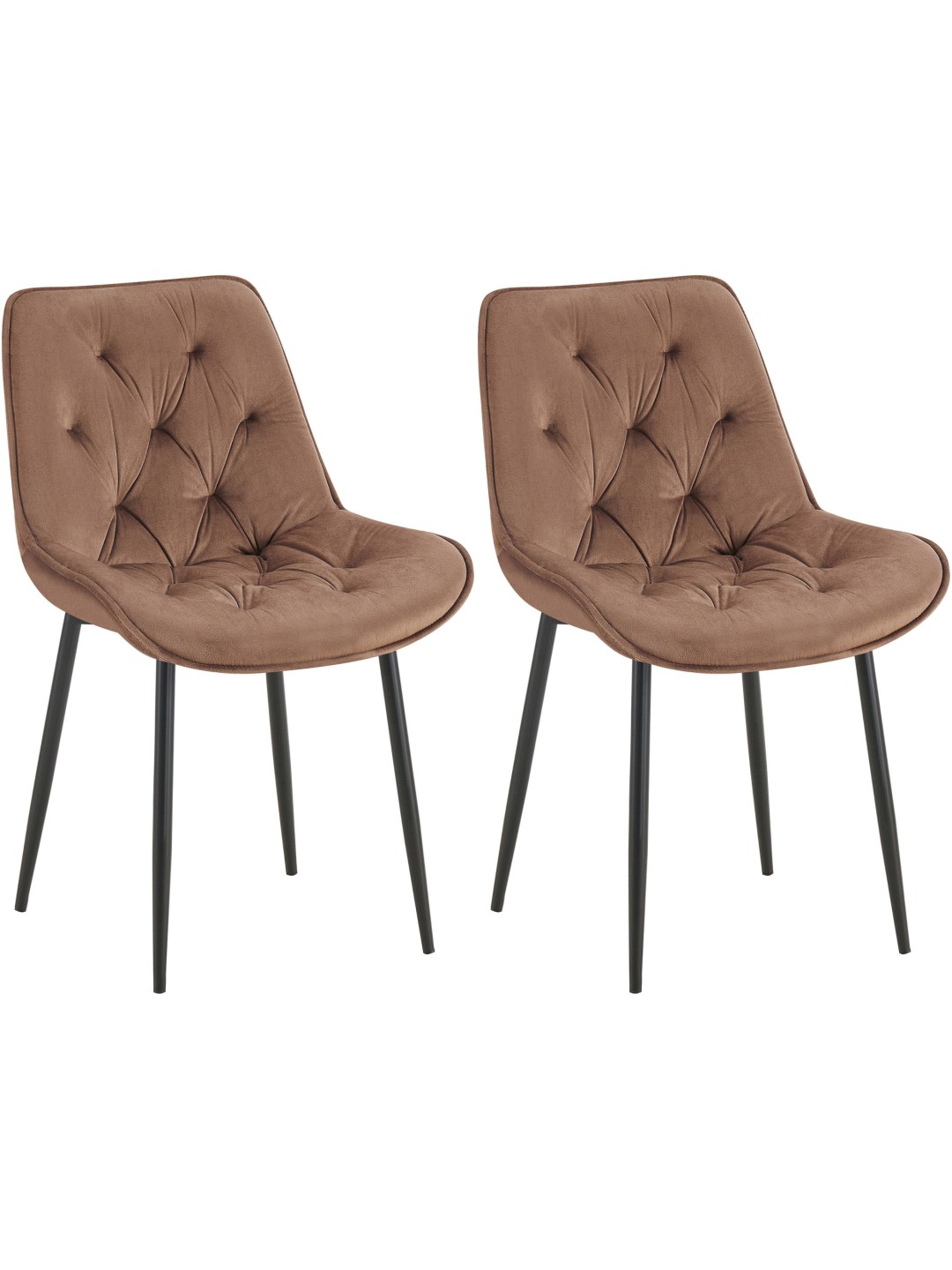 Lot de 2 chaises de salle à manger Wallace velours, brun