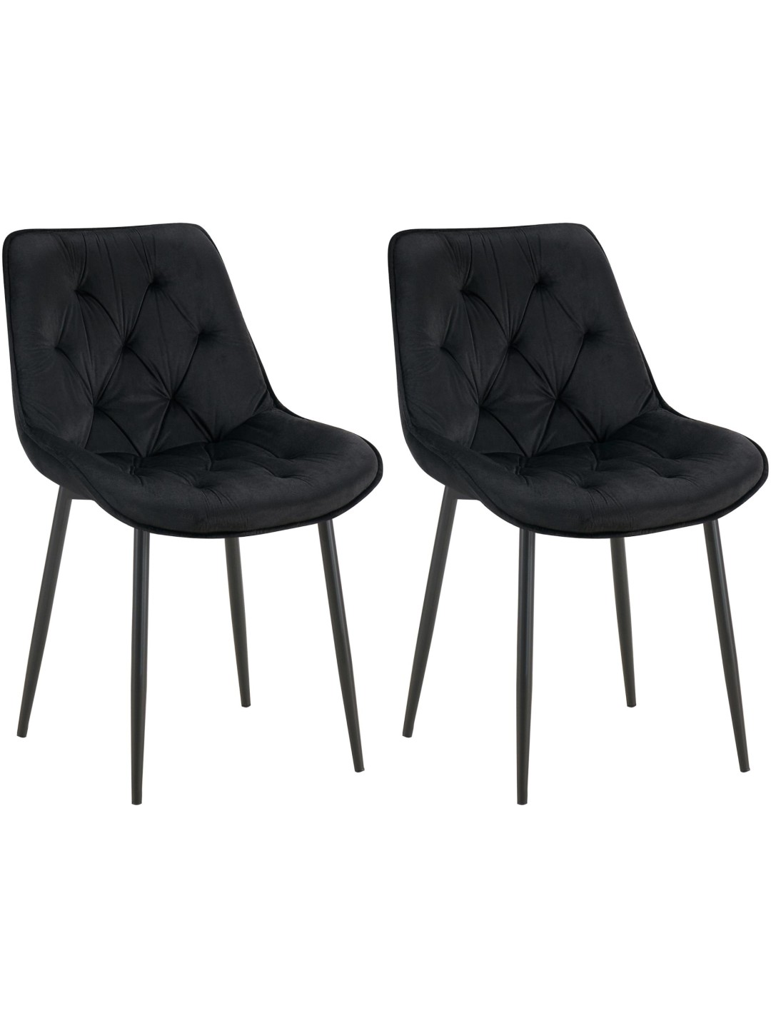 Lot de 2 chaises de salle à manger Wallace velours, noir