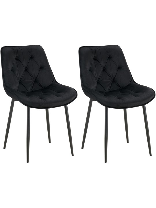 Lot de 2 chaises de salle à manger Wallace velours, noir Lot de 2 chaises de salle à manger Wallace velours, noir